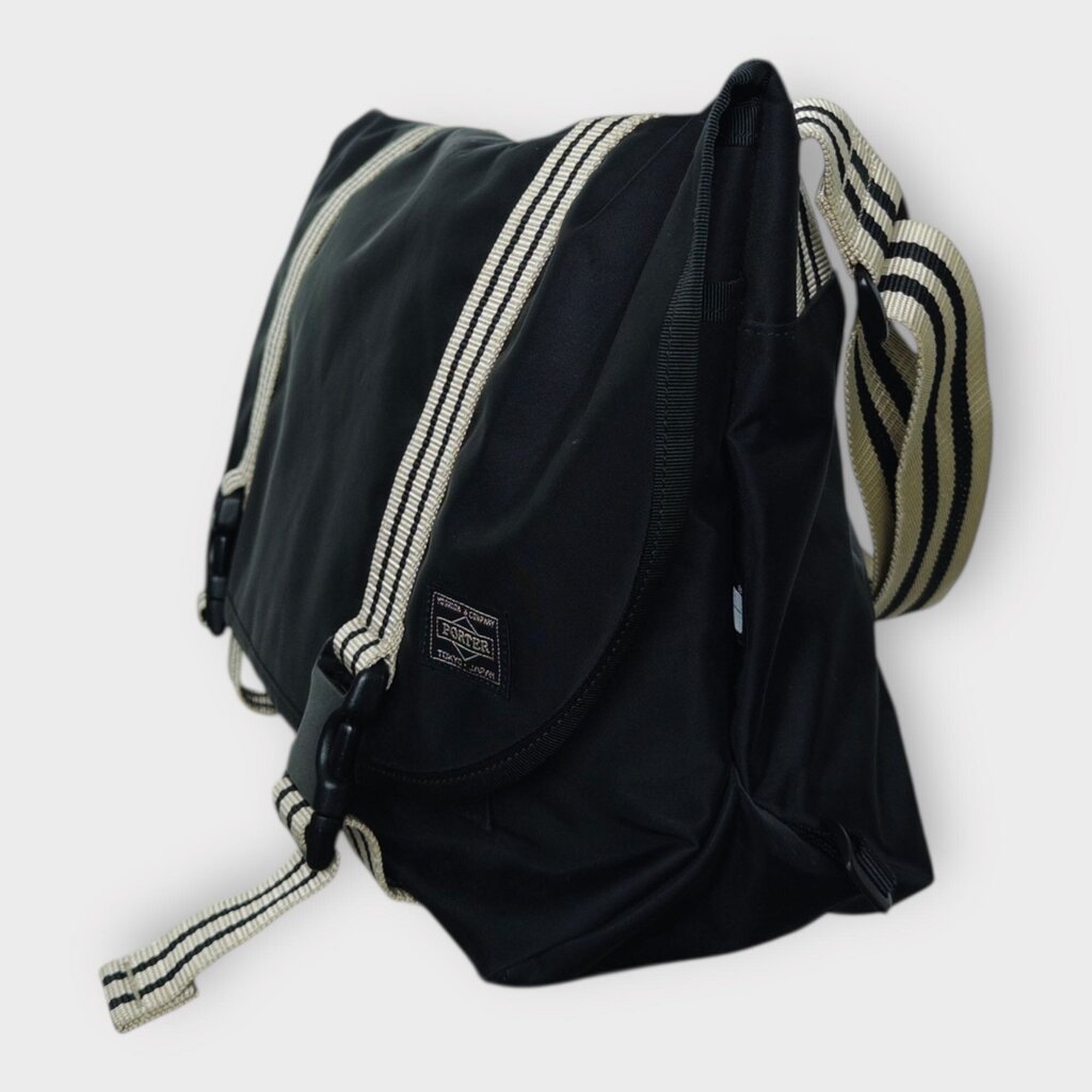 Black & Beige Nylon Satchel
