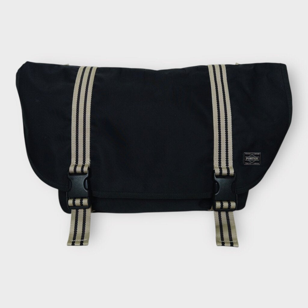 Black & Beige Nylon Satchel