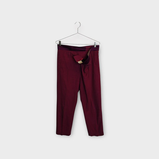 Purple Cotton & Silk Draped Waistband Pant