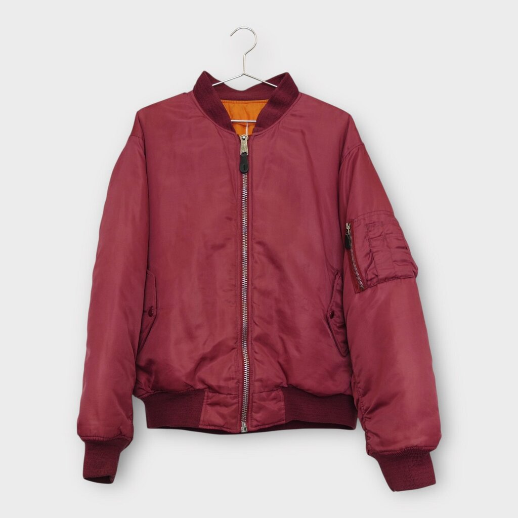 Red Nylon Bomber Jacket