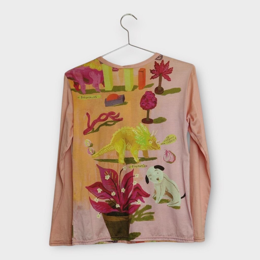 Pink Illustrated Button Down Top
