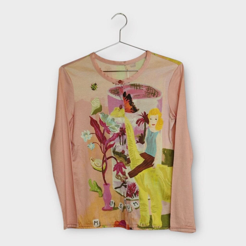 Pink Illustrated Button Down Top