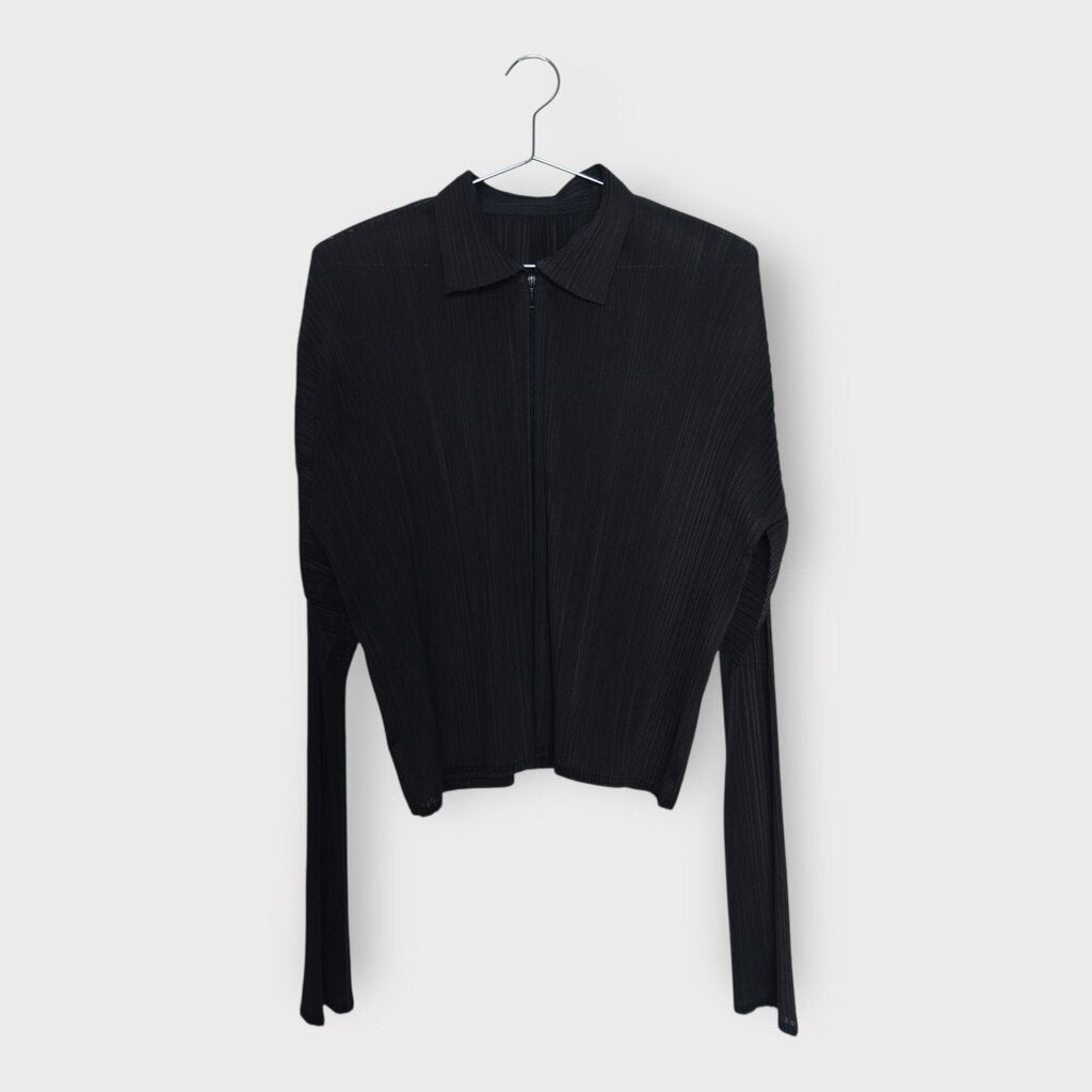 Brown Double Zip Pleated Top