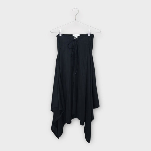 Black Stretch Nylon Asymmetrical Skirt