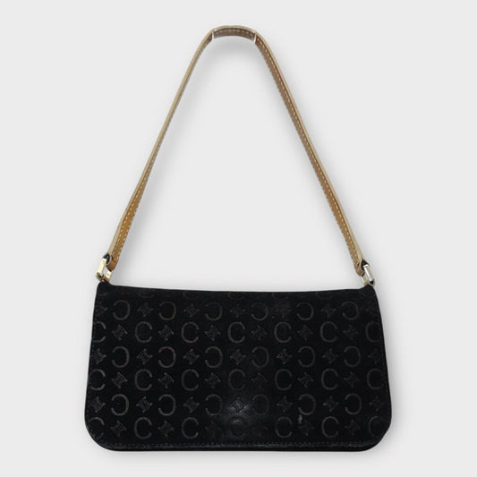 Black Suede Embossed Logo Mini