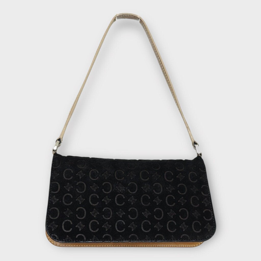 Black Suede Embossed Logo Mini