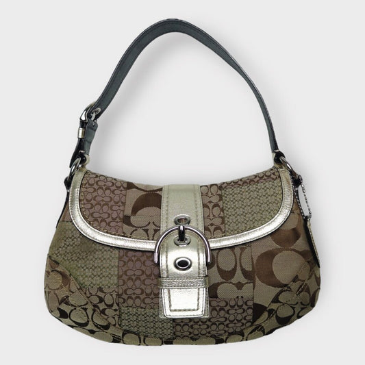 Gold Brown Khaki Monogram Soho Bag