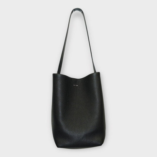Black Leather N/S Park Tote Bag