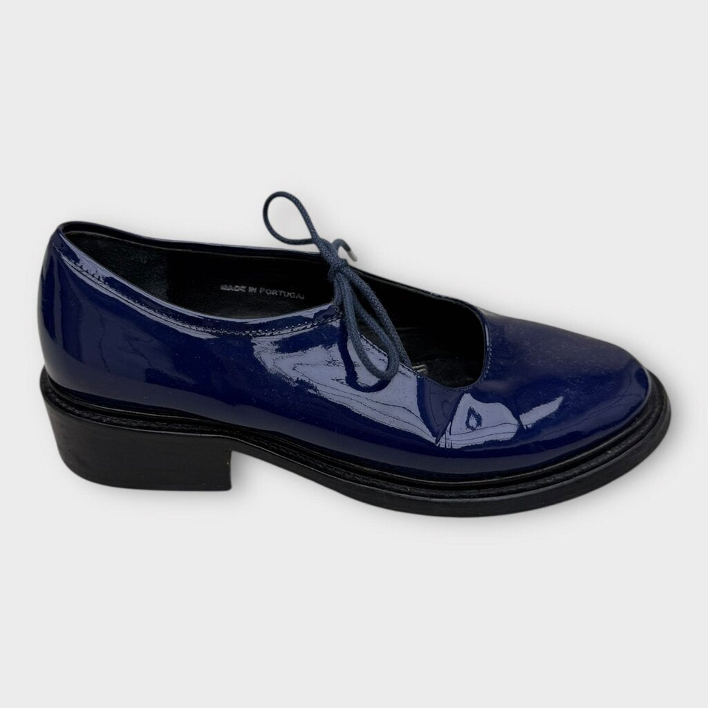 Navy Blue Patent Fabiana Tie Loafer