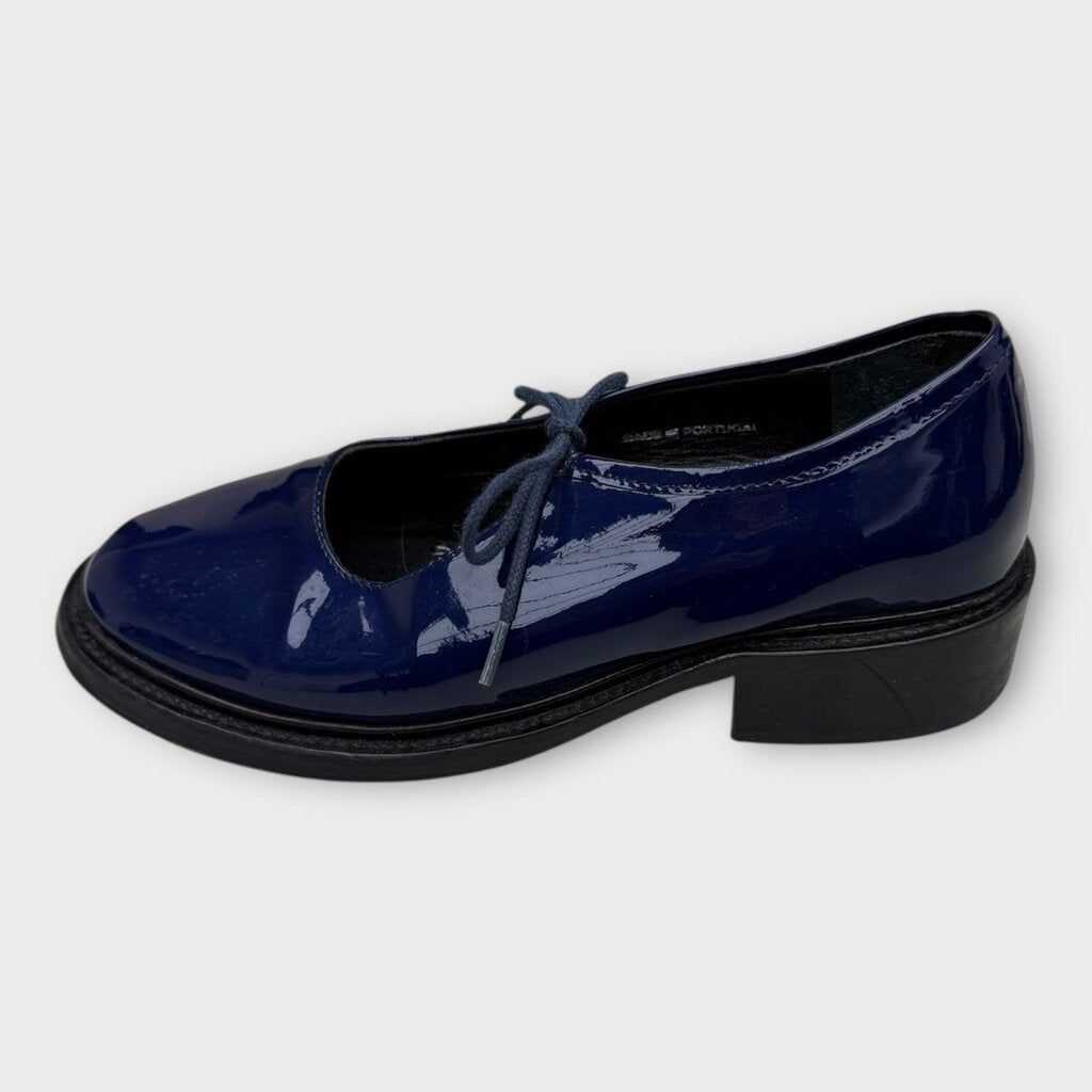 Navy Blue Patent Fabiana Tie Loafer