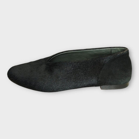 Black Pony Hair Ballet Flat
