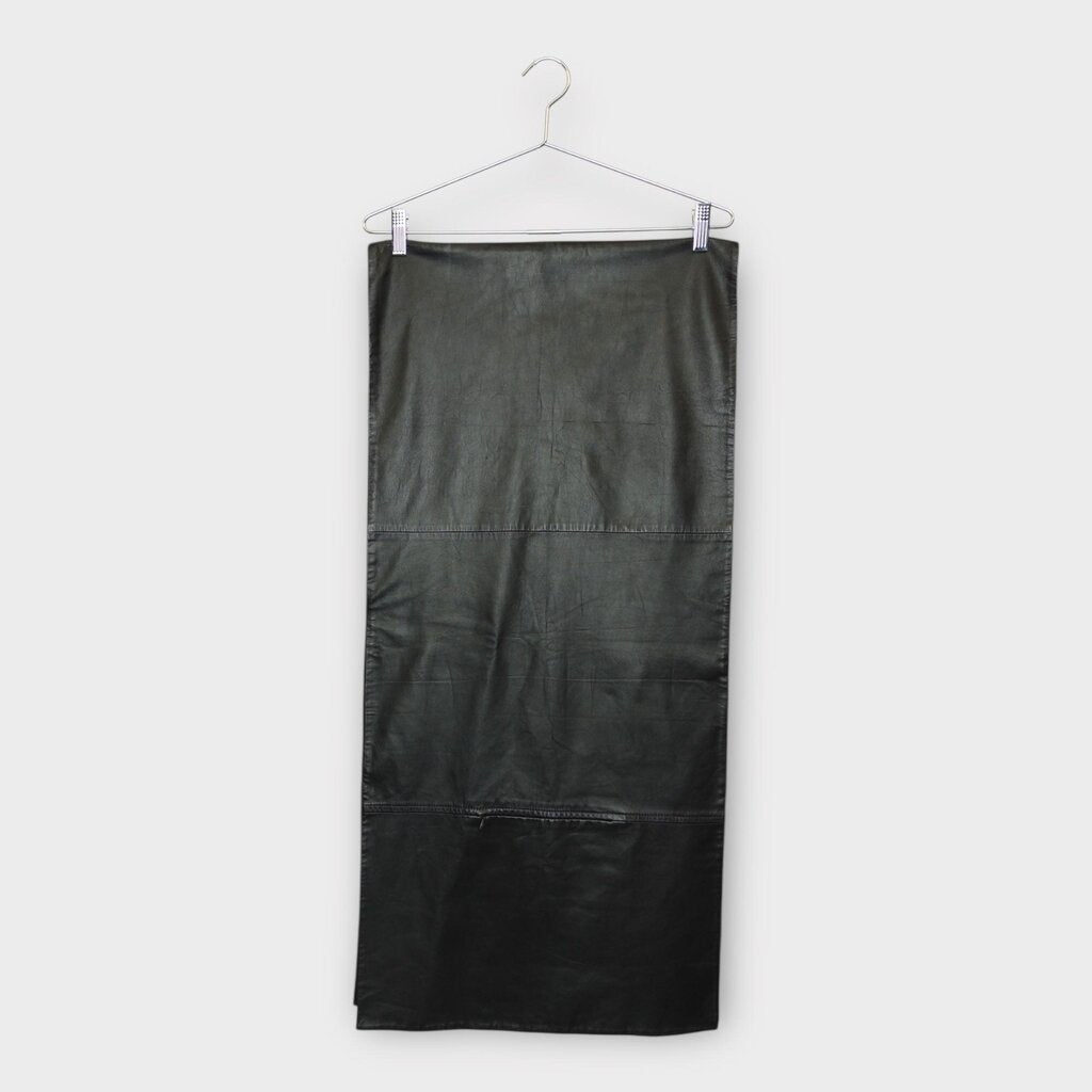 Brown Leather Wool Blend Scarf