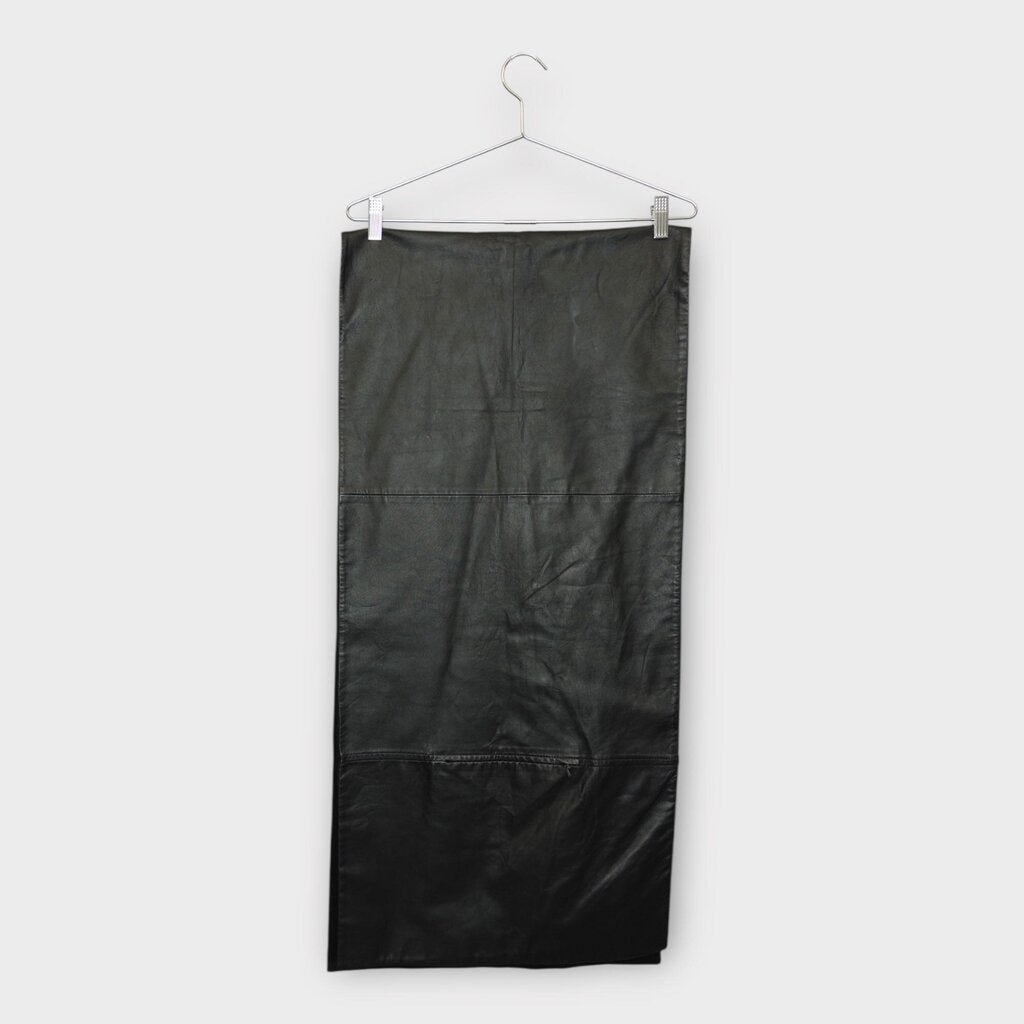 Brown Leather Wool Blend Scarf