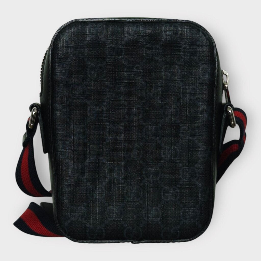 Black GG Supreme Web Messenger Crossbody Bag