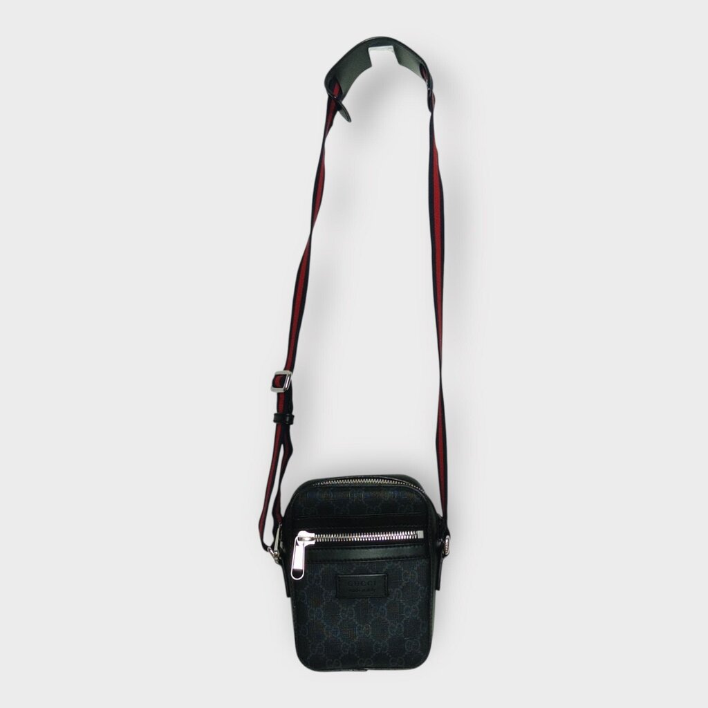 Black GG Supreme Web Messenger Crossbody Bag