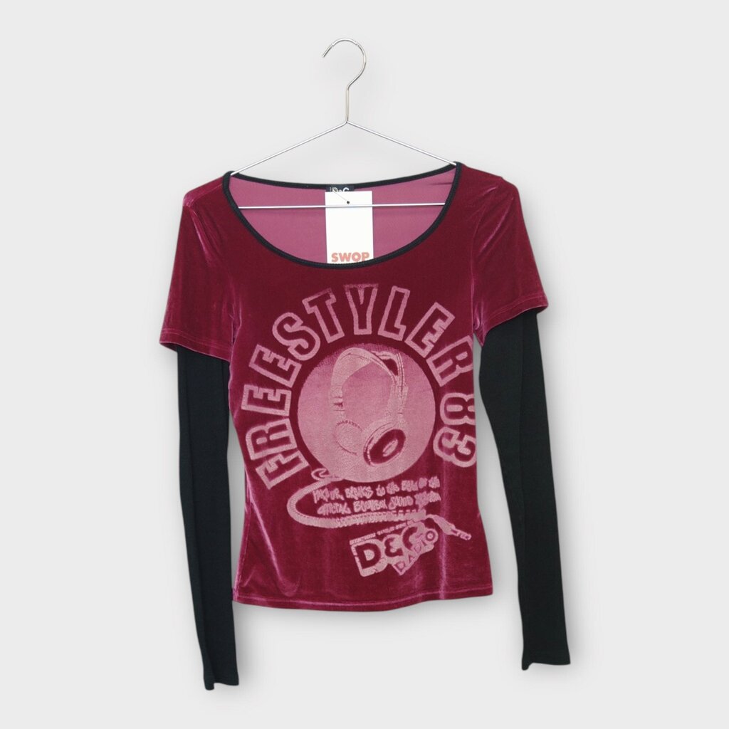 Y2K Pink & Black Freestyler 83 Velour Layered Tee