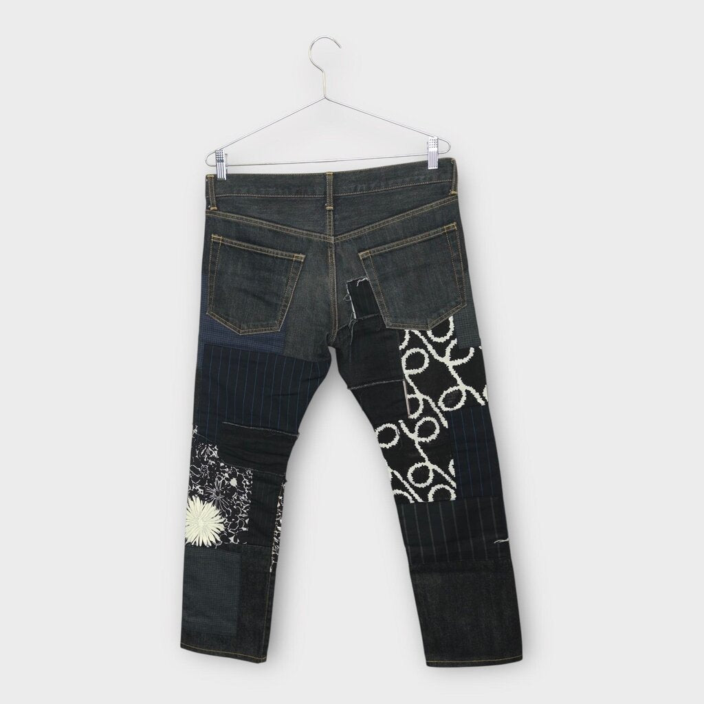 SS2017 Black Grey Patchwork Jeans