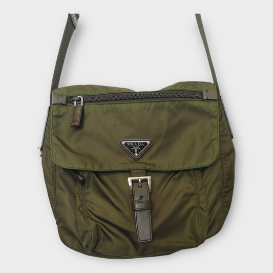 Khaki & Brown Tessuto Nylon Messenger Bag