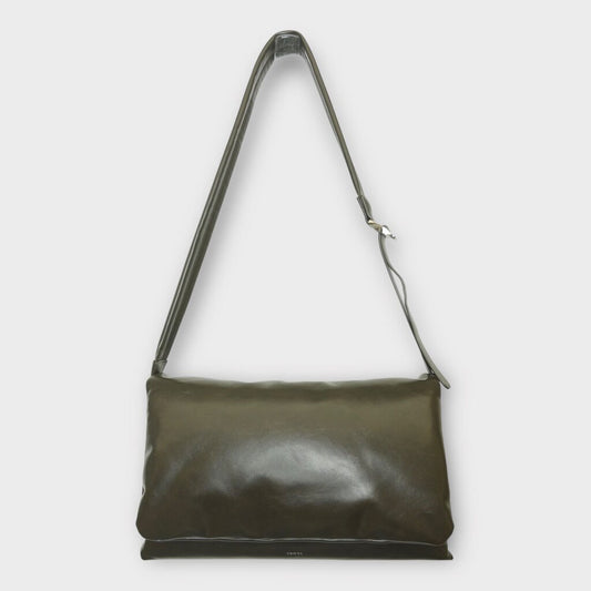 Green Brown Patent PU Leather Crossbody Bag & Dustbag
