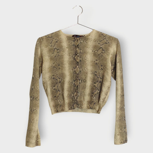 Snake Print Knit Button Down Cardigan