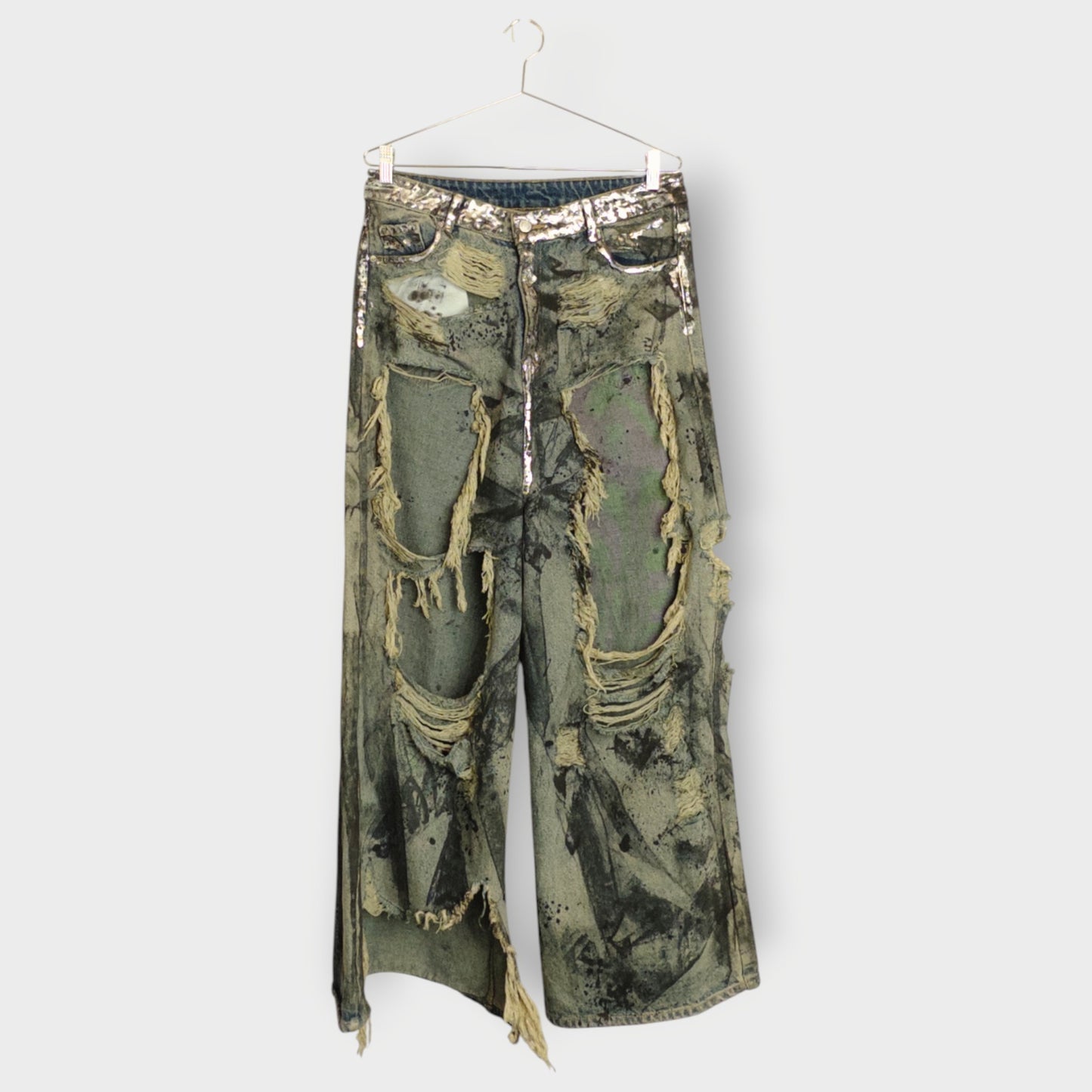 Metallic Ripped Jeans