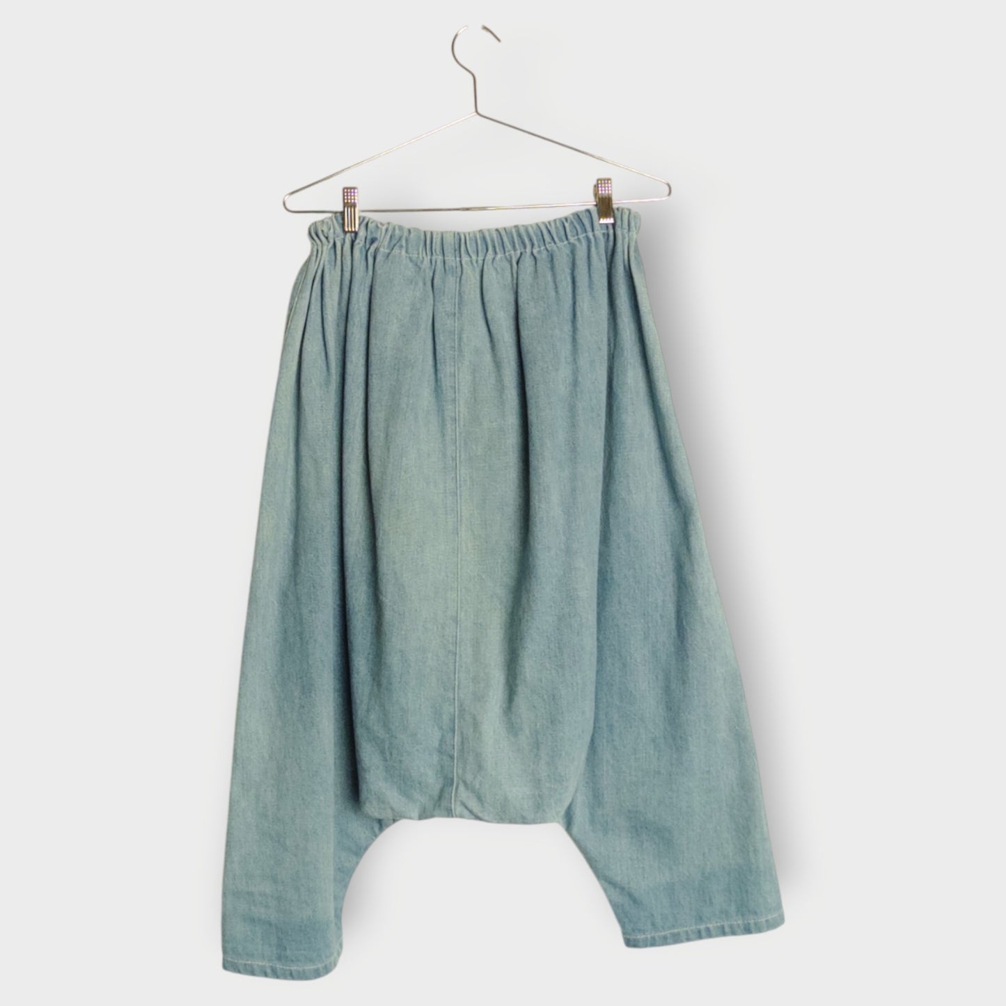 Denim Patchwork Drop Crotch Shorts