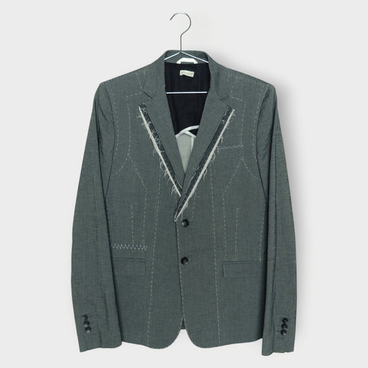 Raw Hem Contrast Stitch Blazer