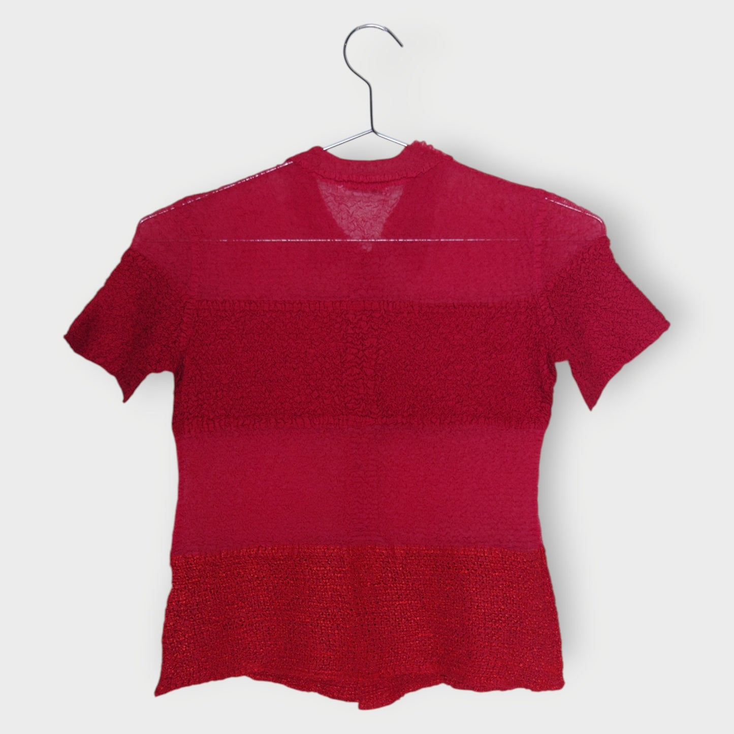 Crinkle Sheer Panel Button Up Top