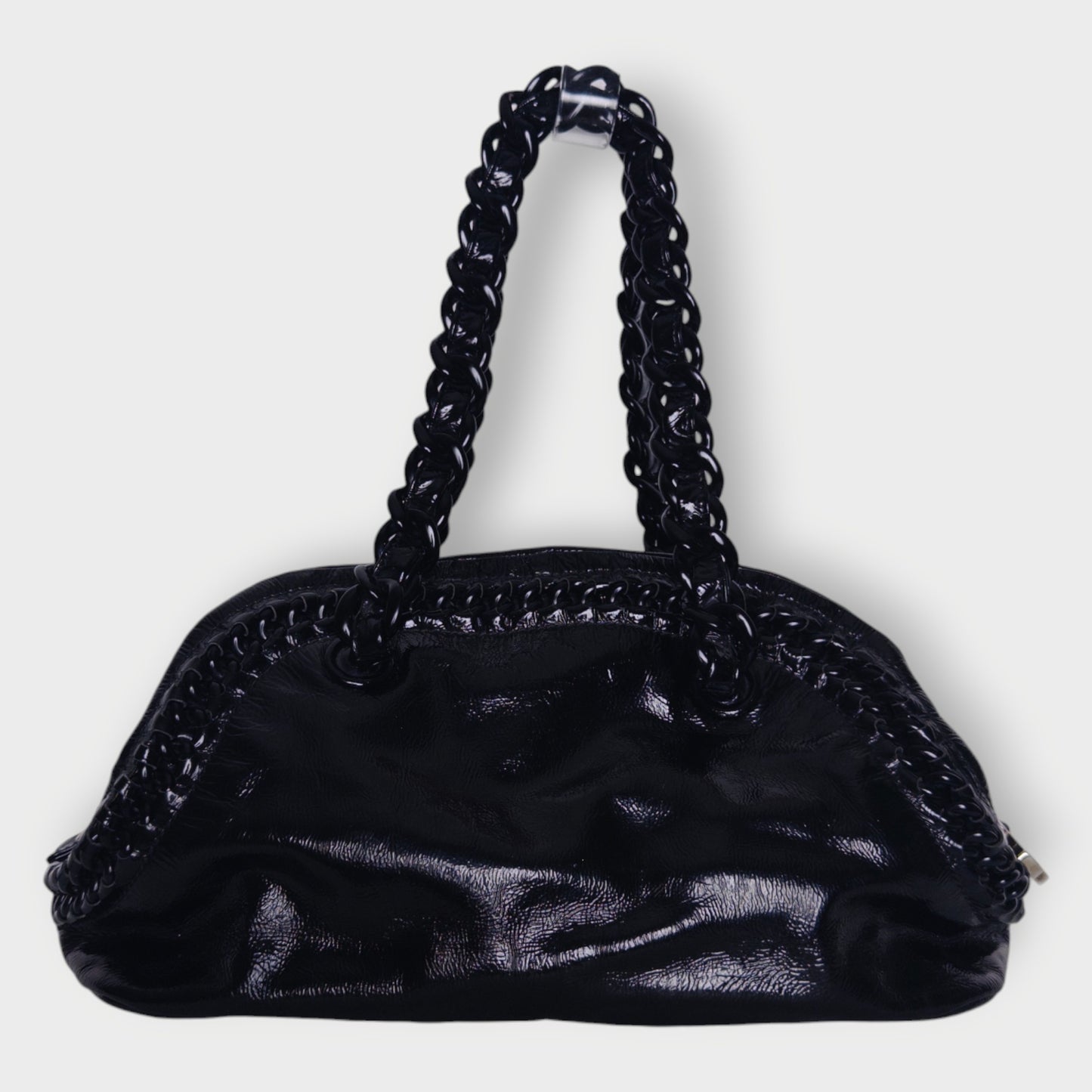Patent Leather Plastic Chain Ligne Bowler
