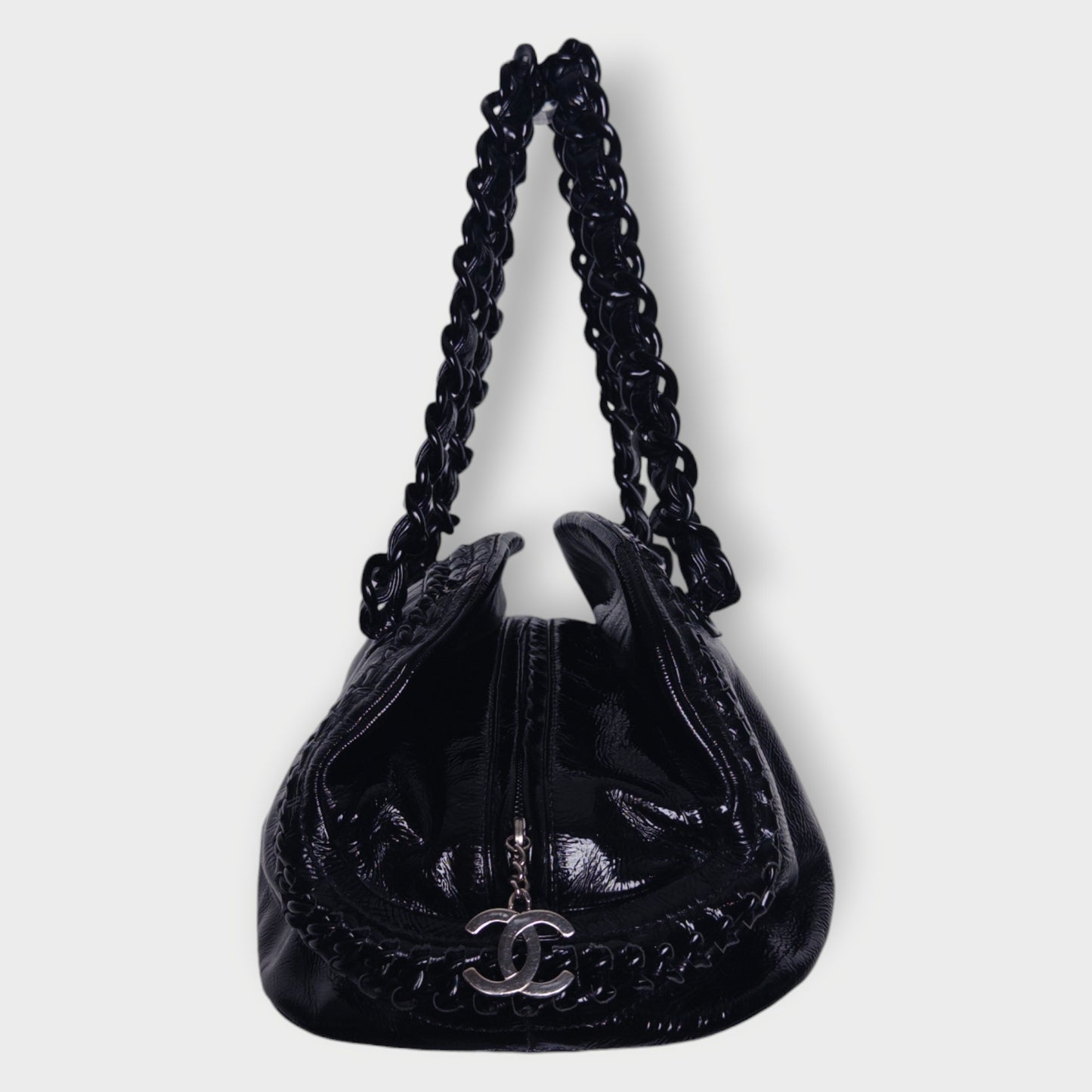 Patent Leather Plastic Chain Ligne Bowler