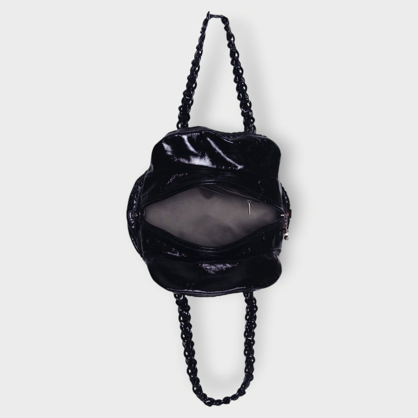 Patent Leather Plastic Chain Ligne Bowler