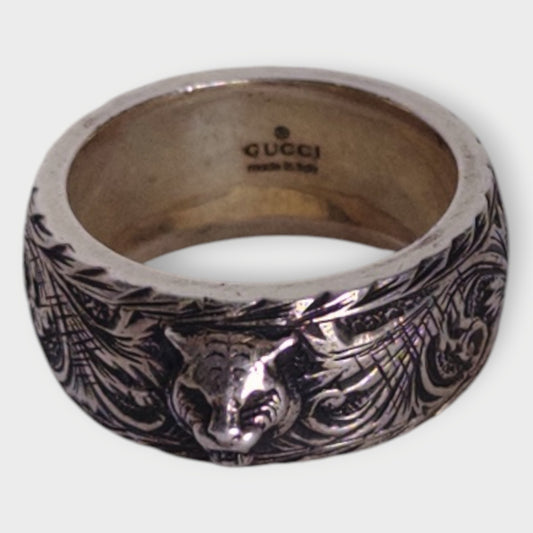 Sterling Silver Tiger Head Ring