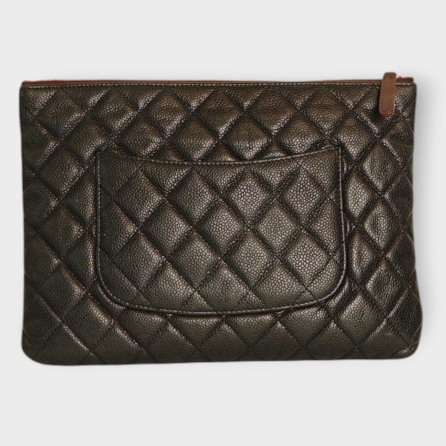 Caviar Leather Quilted O-Case Clutch