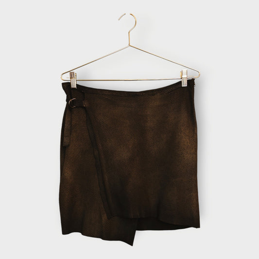 Snake Leather Wrap Skirt