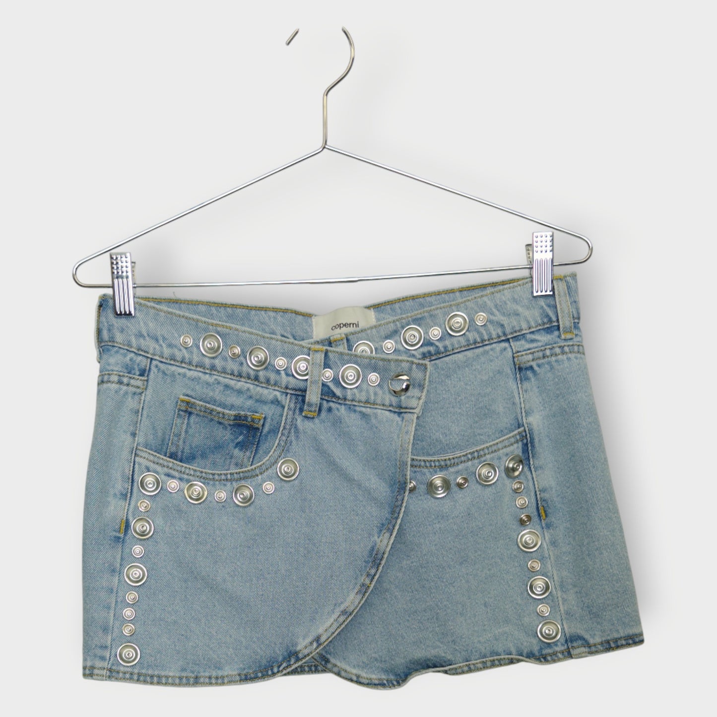 Light Wash Press Stud Denim Mini