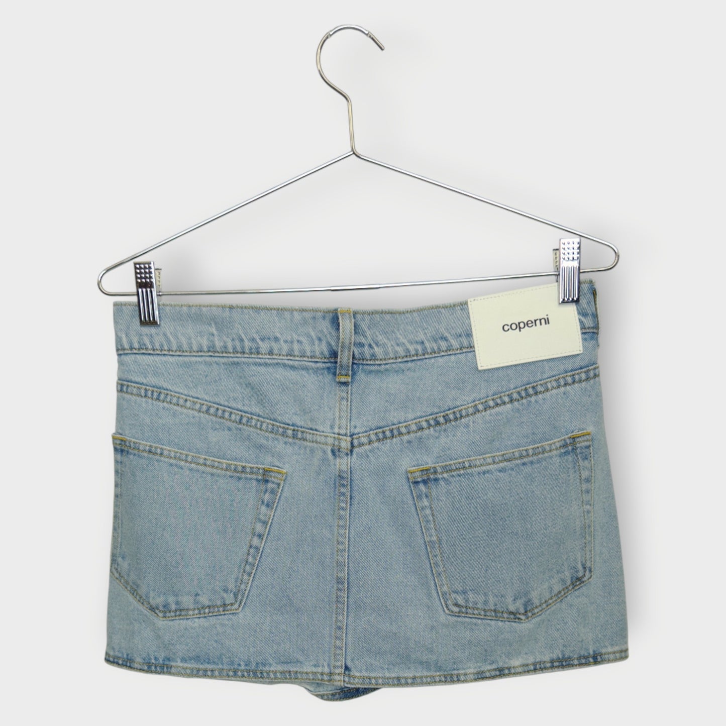 Light Wash Press Stud Denim Mini