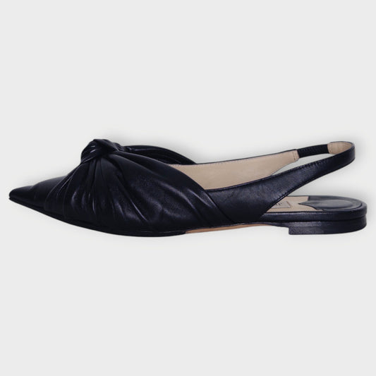 Leather Bow Pointed Toe Slingbacks