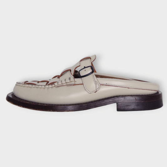 Leather Woven T-Bar Bonell Mules