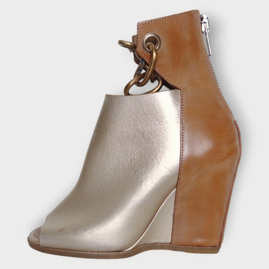 Peep Toe Chain Detail Wedge Heel
