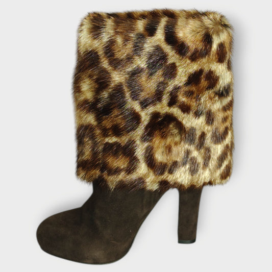 Leopard Fur Trim Boots
