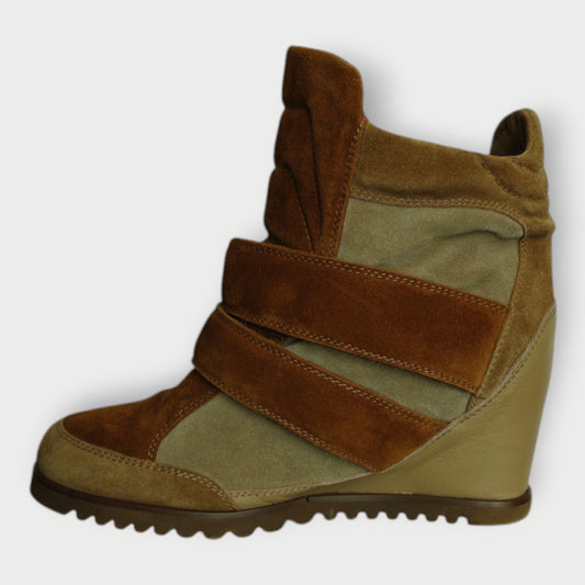 Suede shearling Lined Heeled Sneaker