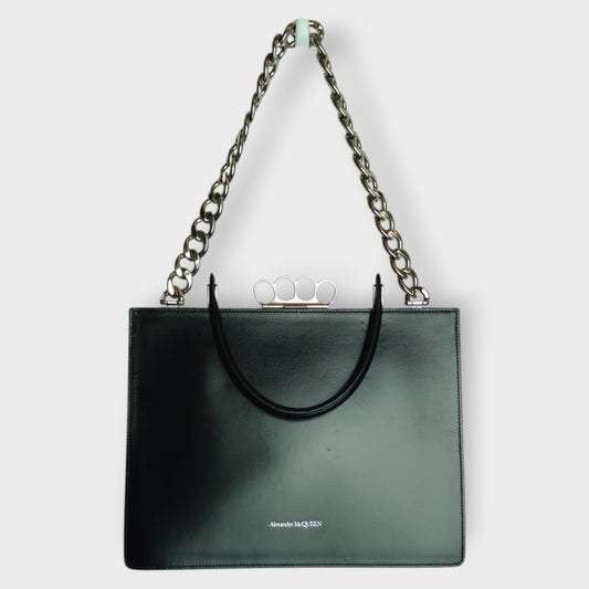 Leather Four Ring Frame Bag