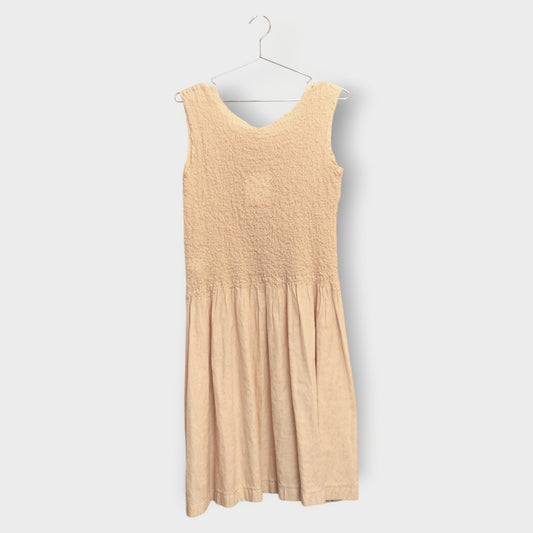 Cotton Popcorn Gathered Midi Dress