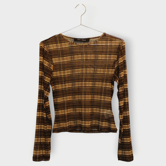 Silk Checkered Mesh Top