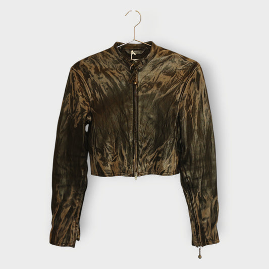 Leather Fitted Cropped Jacket