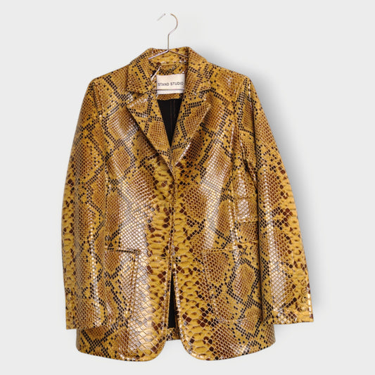 Faux Snakeskin Midline Coat