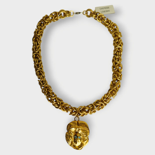 Gold Tone Chain Link Pendant Necklace