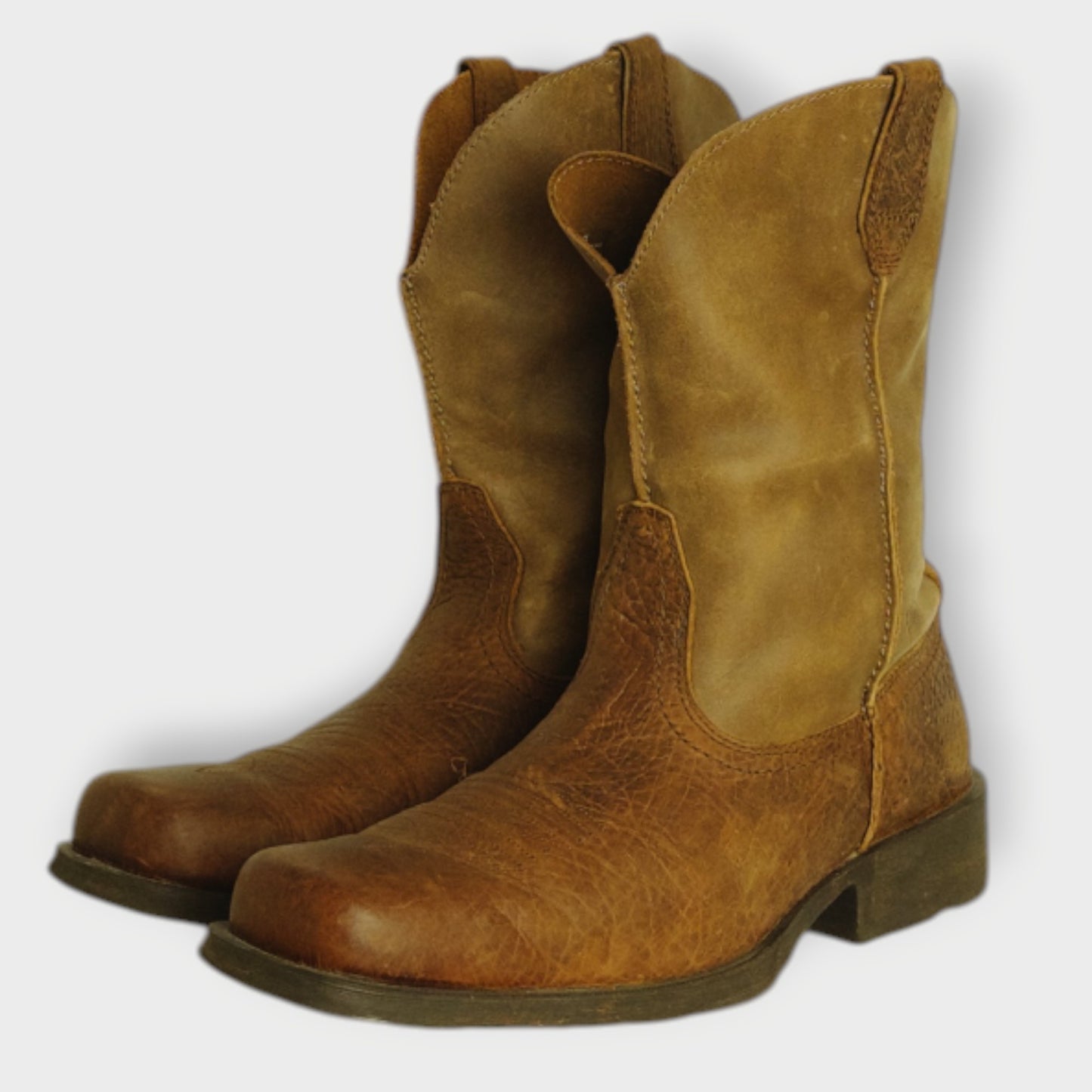 Leather Mid Calf Cowboy Boots