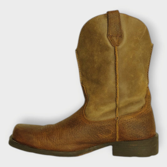Leather Mid Calf Cowboy Boots