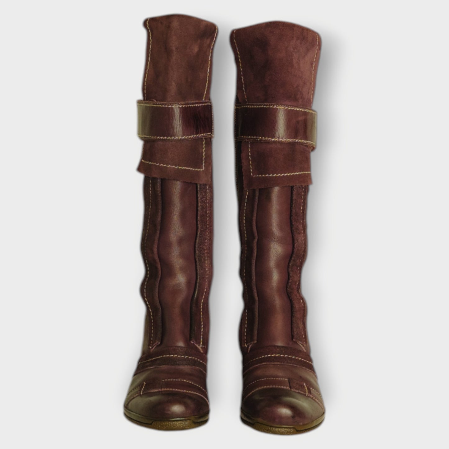 Purle Leather Patchwork Boots